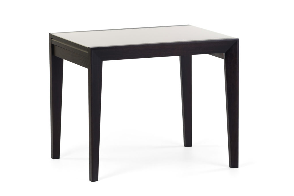 Кухонный стол "Фаворит - 01 К2" - черные ножки и царга, прямоугольная белая стеклянная столешница