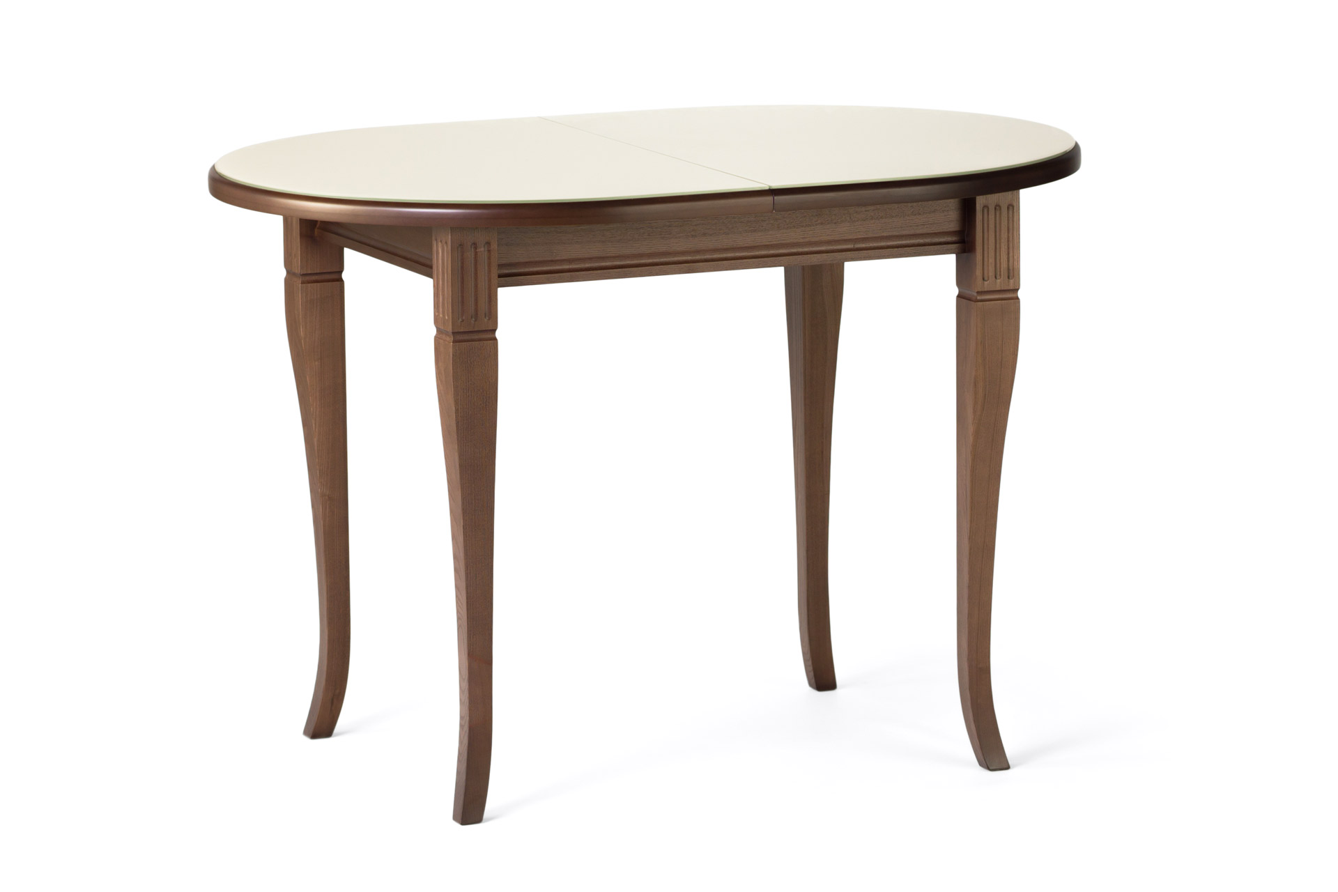 Овальний кухонний стіл Кардинал з дерев'яною стільницею бежевого кольору з розкладним механізмом