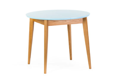 Розкладний круглий стіл "Турін" - стільниця покрита блакитною емаллю WCP277, ніжки та царга тоновані SE-1403