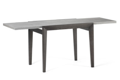 Дерев'яний кухонний стіл Фаворит, з чорними ніжками та сірою шпонованою стільницею, розкладений