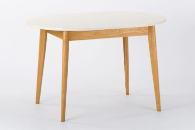 Овальний стіл "Турін-оновлений" - розкладна стільниця покрита бежевою емаллю и тонированными ножками