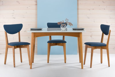 Обеденная группа, кухонный комплект: раскладной стол "Венти" с белой стеклянной столешницей + 4 стула "model S" с мягкой оббивкой